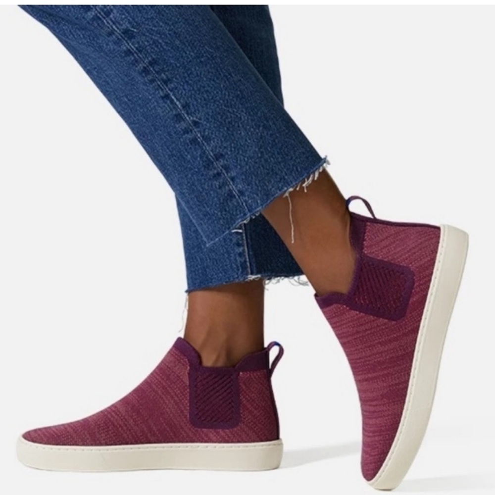 Rothy's The Chelsea In Plum Melange Slip On Ankle Booty 7.5